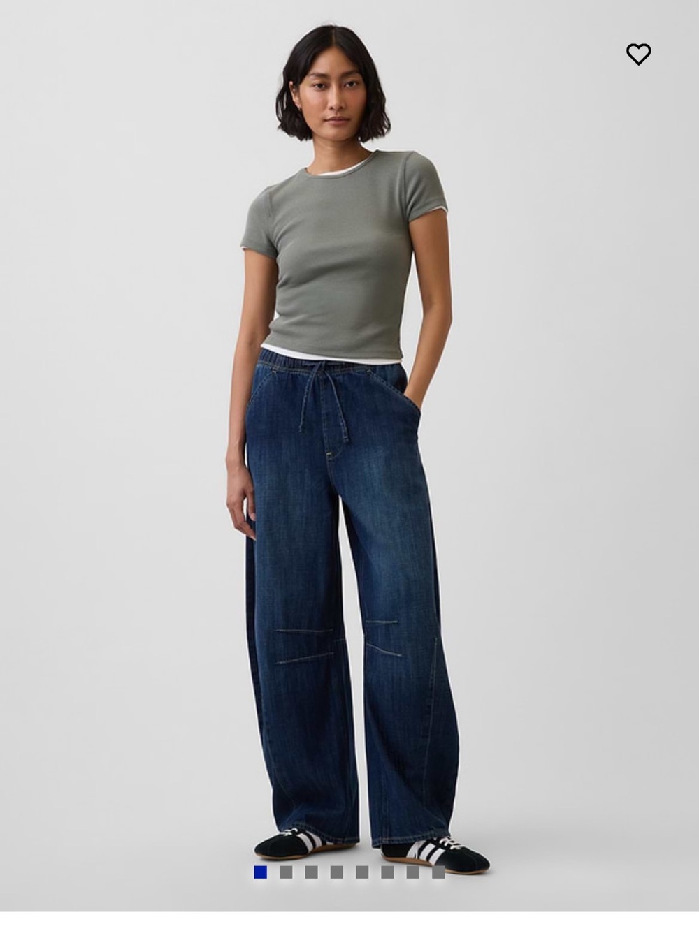 GAP Dark Indigo Wide-Leg Drawstring Jeans